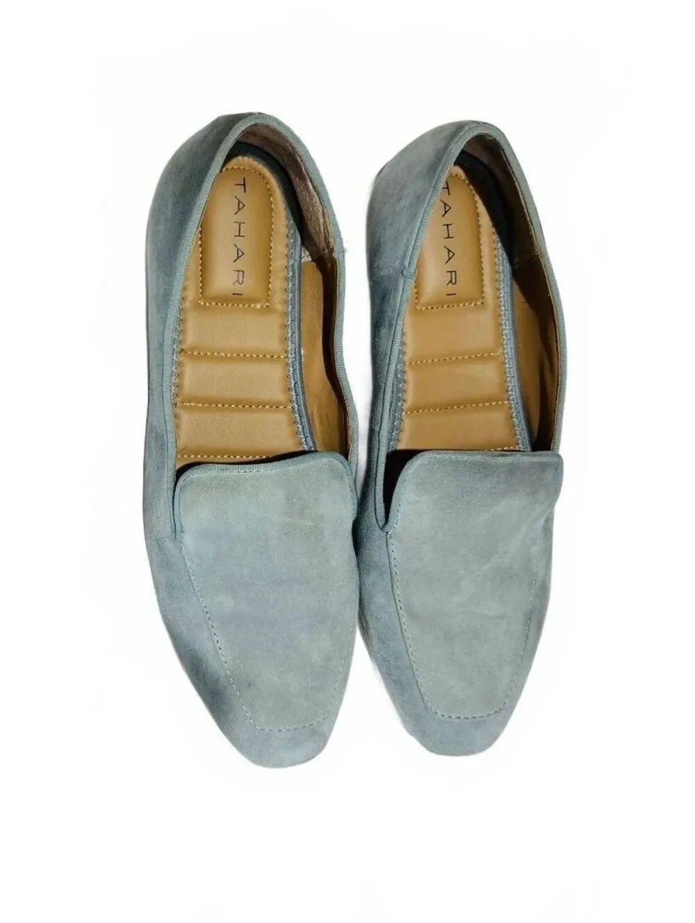 Tahari Woman's Light Blue Suede Loafers Padded Insoles Size 9M